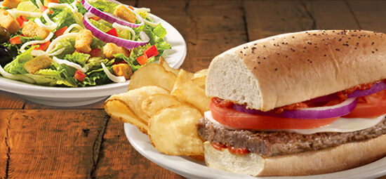 Half Hoagy, Fresh Fried Kitchen Chips and a Small Garden Salad