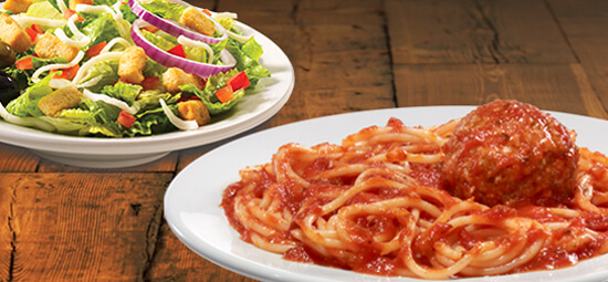 Small Spaghetti with Meatball and Small Garden Salad