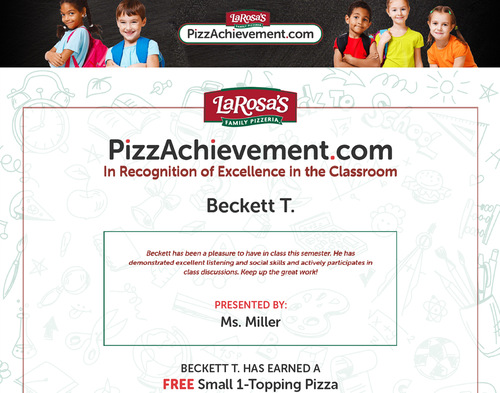 Pizzachievement Certificate